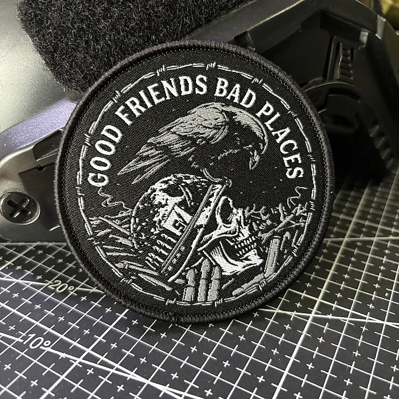 Parche táctico bordado calavera y águila vintage con gancho y bucle - imagen 4