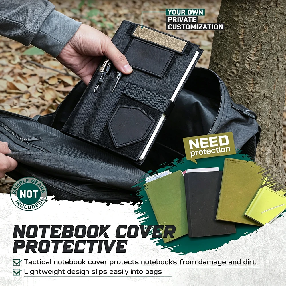 Funda táctica para libreta con portabolígrafos y organizador EDC - imagen 2