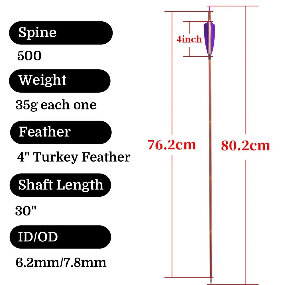 Flechas de carbono Spine 500 con plumas de pavo para tiro con arco - imagen 2