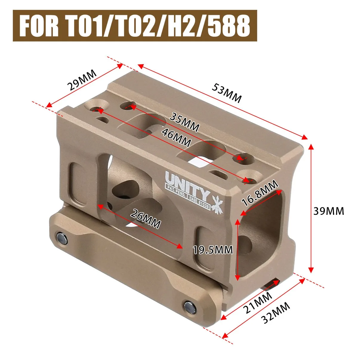 UNITY Tactical T002/T001 – Montura elevadora para punto rojo - imagen 5