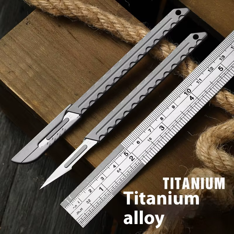 Cuchillo táctico de titanio multifunción para exteriores con sierra - imagen 4