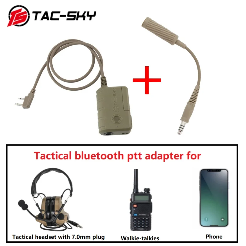 Adaptador Bluetooth PTT TAC-SKY para auriculares tácticos y walkie talkie Baofeng