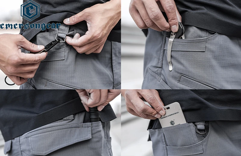 Detalle de bolsillos y tejido transpirable