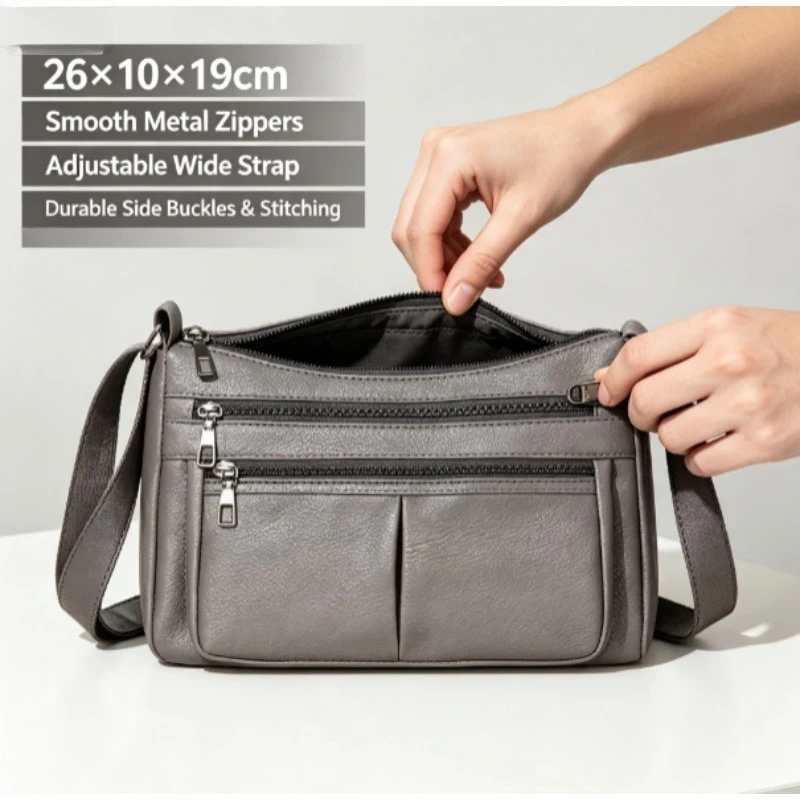 Bolso bandolera de cuero suave estilo diario para mujer - imagen 2