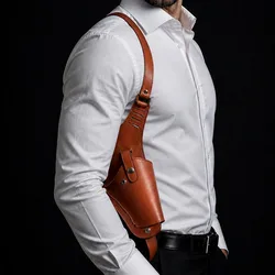 Funda pistola oculta de cuero retro para axila con correas ajustables