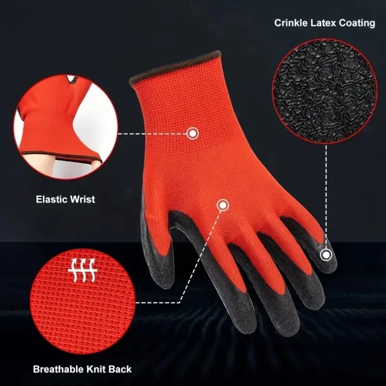 Guantes de látex antideslizantes recubiertos de palma para trabajo - imagen 4