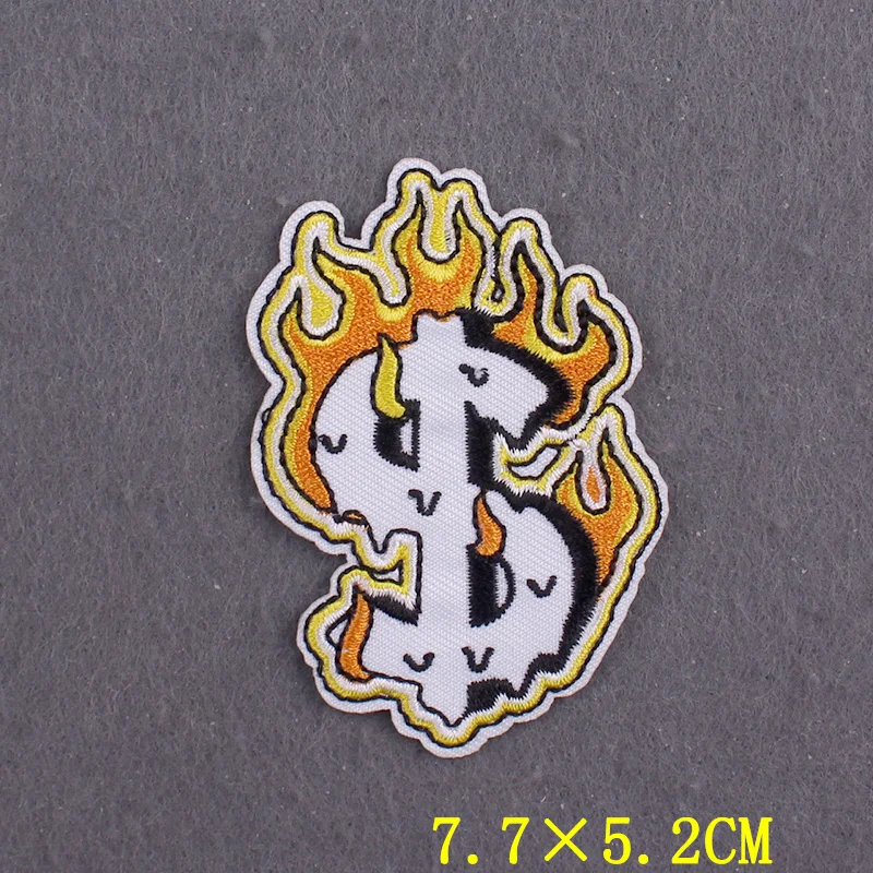 Demon parche táctico bordado para planchar – llama punk rayas - imagen 4