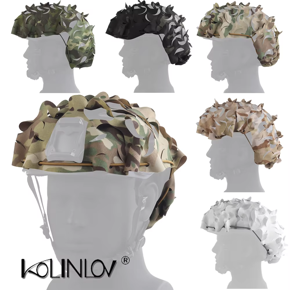 Funda de casco 3D láser recortada, camuflaje hoja para airsoft
