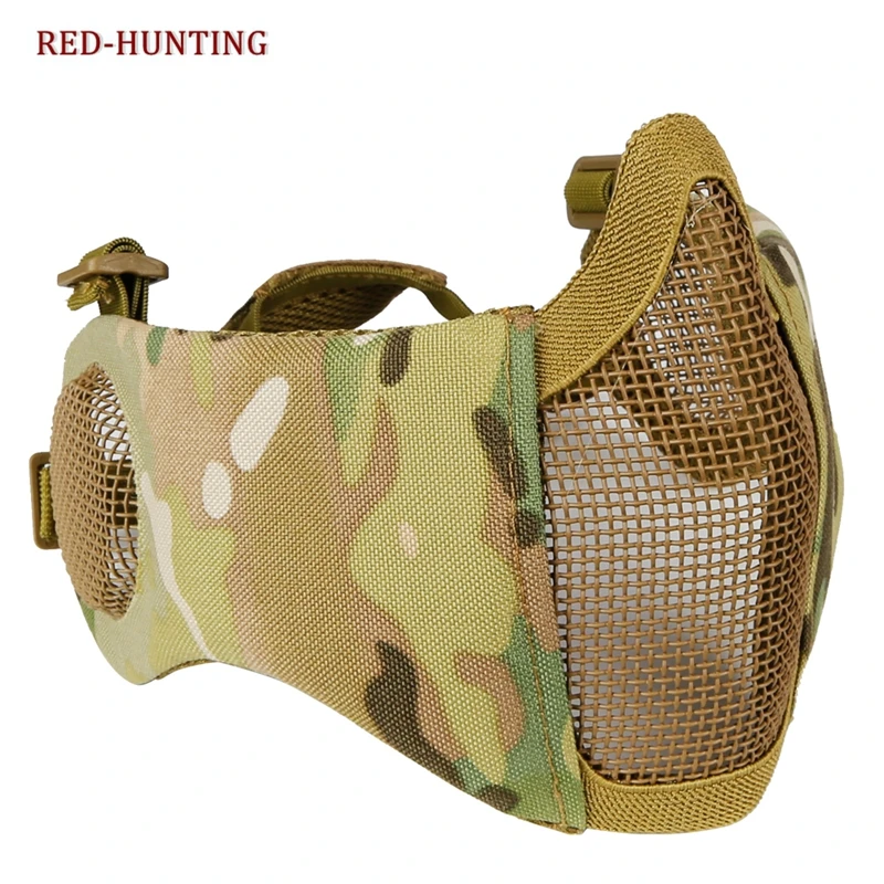 Máscara táctica airsoft media cara acero carbono plegable ligera - imagen 5