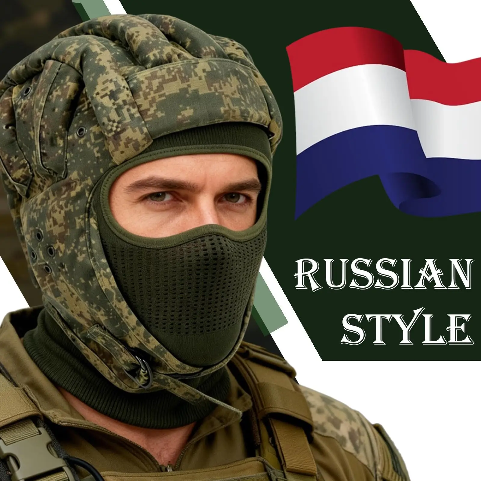 Casco táctico camuflaje ruso transpirable con balaclava paracaidismo - imagen 2