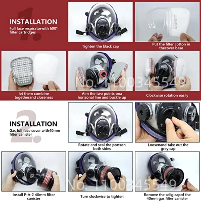 Máscara de gas táctica filtro carbón activado 40mm – Respirador antihumos - imagen 2