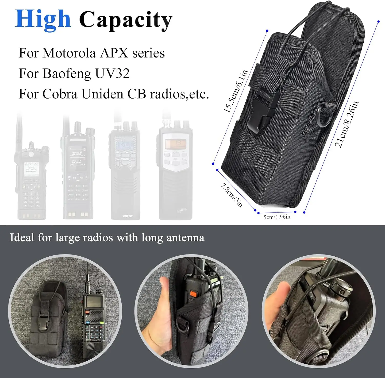 Funda MOLLE grande para walkie-talkie de tamaño amplio - imagen 2