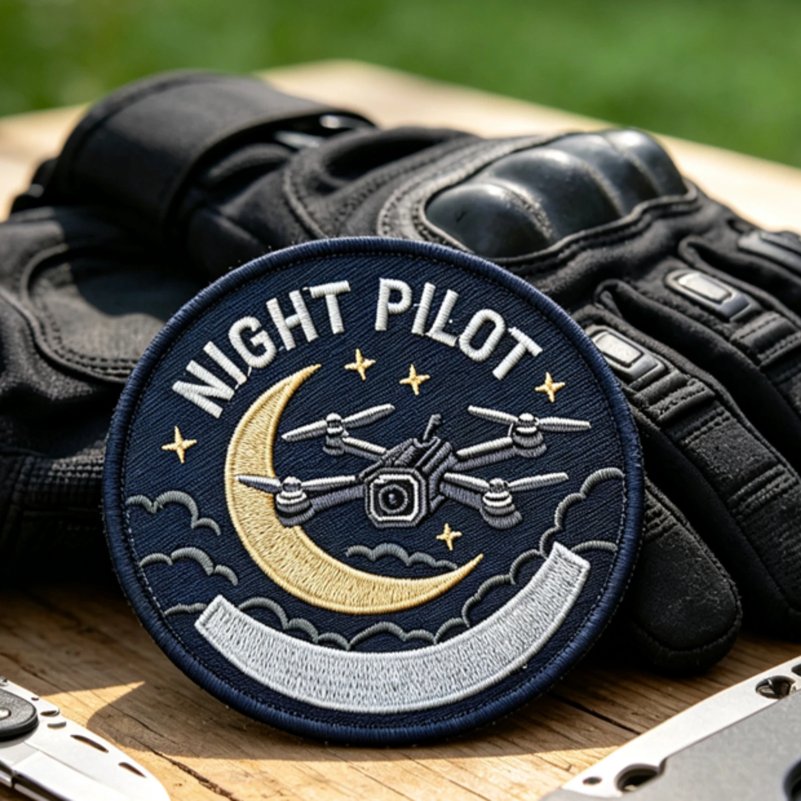 Parche táctico bordado Luna y Estrella para piloto de dron nocturno - imagen 5