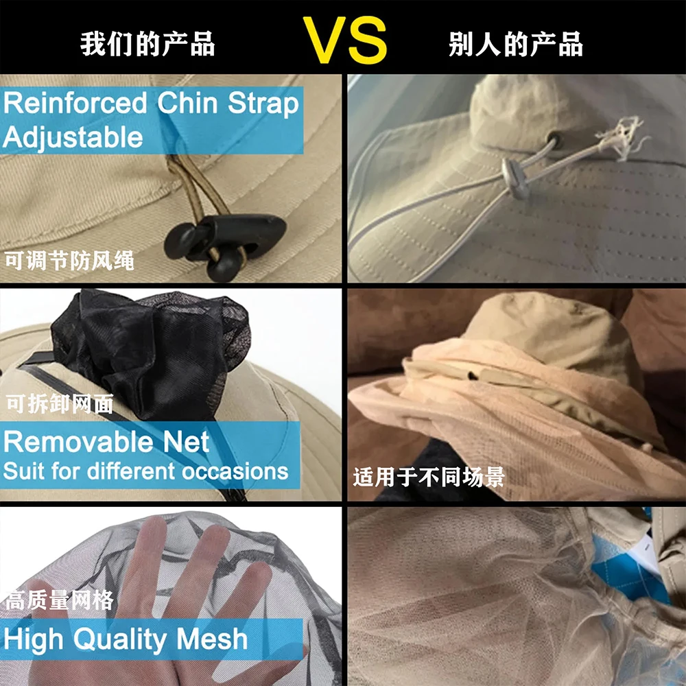 Sombrero táctico impermeable para pesca con red mosquitera y malla - imagen 4