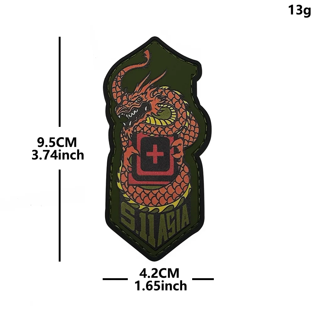 Insignia médica táctica dragón cruzado de gancho para mochila - imagen 4