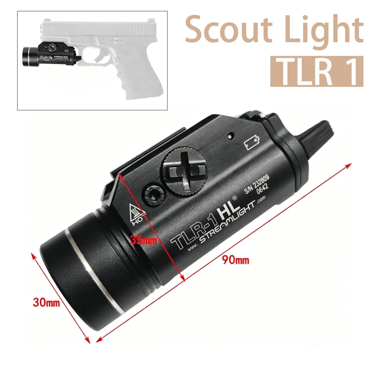 Streamlight linterna táctica LED TLR Scout Light para riel Picatinny - imagen 5