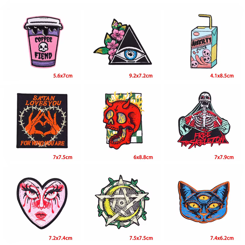 Parche táctico bordado calavera punk termoadhesivo para ropa - imagen 4
