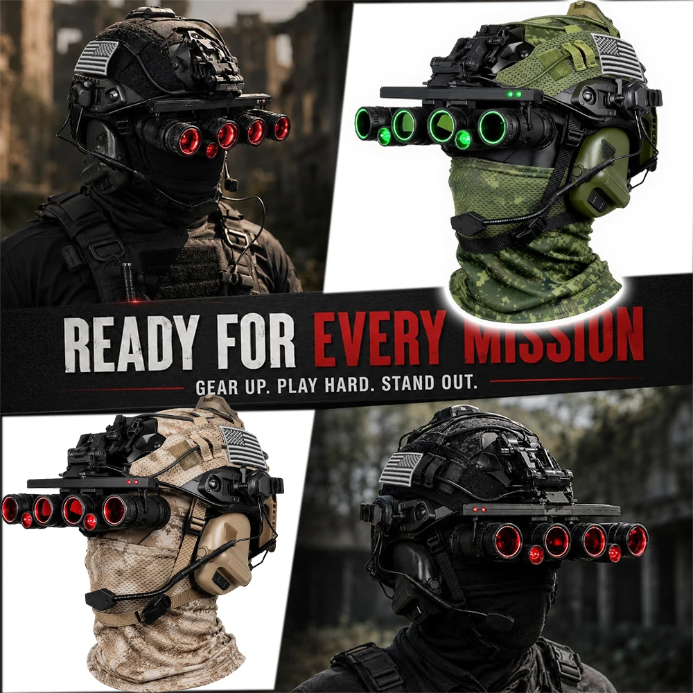 Casco Táctico FAST con Kit NVG, Luz Señalización y Auriculares