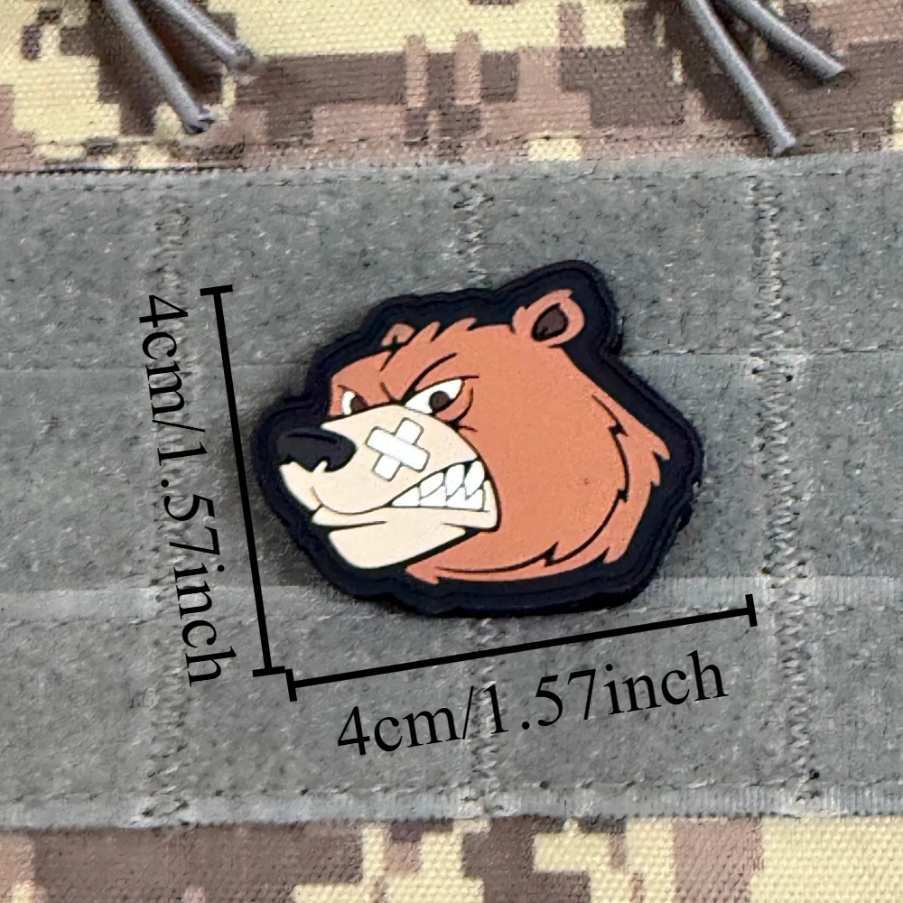 Parche táctico Angry Bear PVC oso grizzly con velcro para mochila - imagen 4