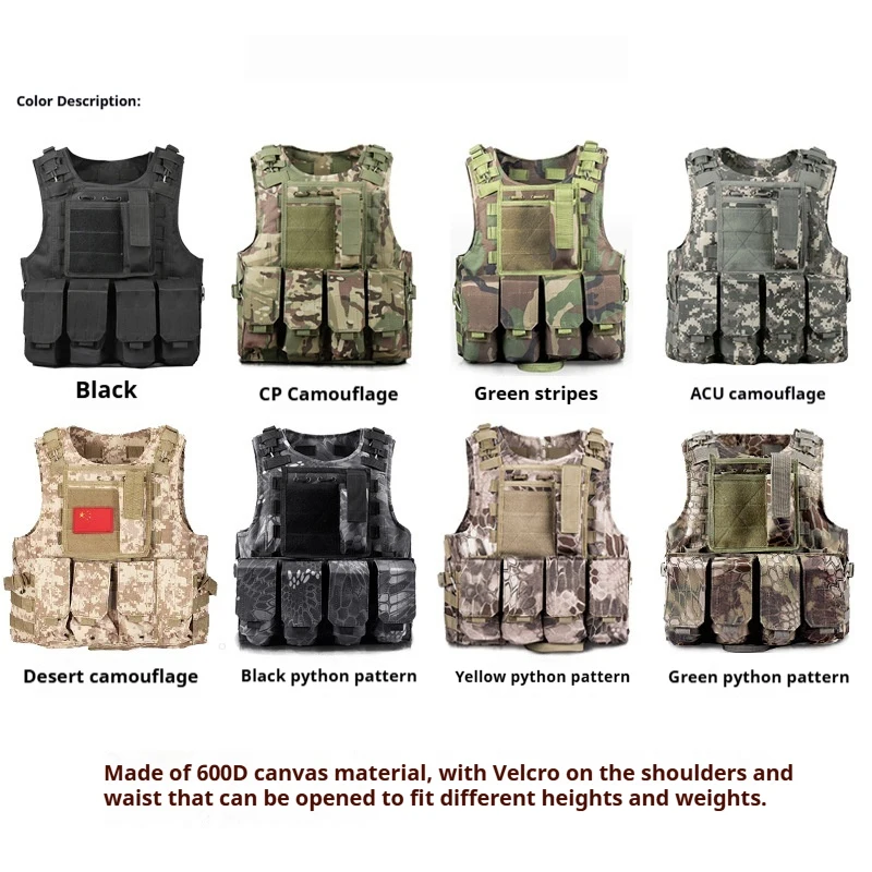 Chaleco táctico infantil MOLLE de lona para airsoft y cosplay