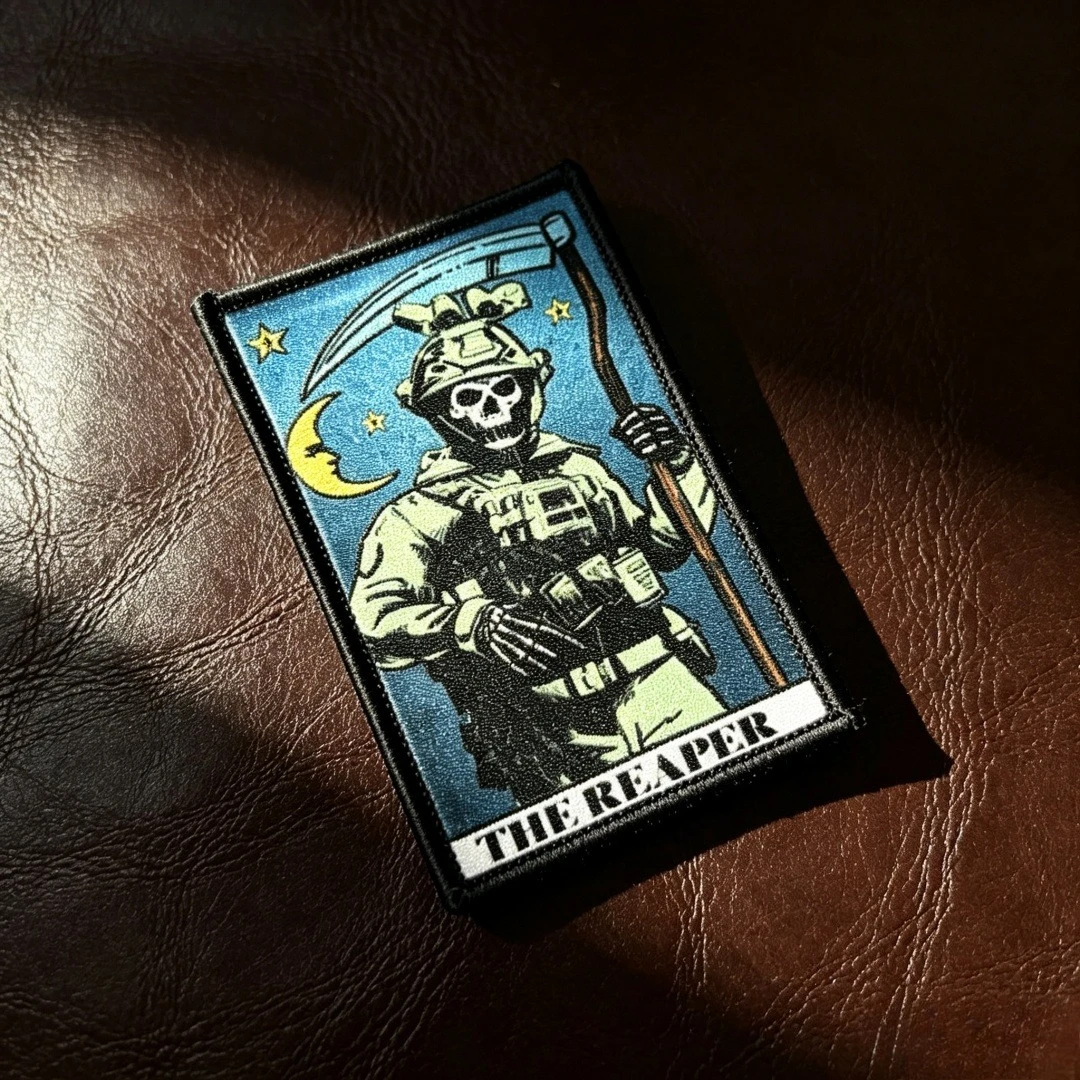 Ceñido Mentado Parche táctico calavera estilo Tarot con velcro - imagen 3