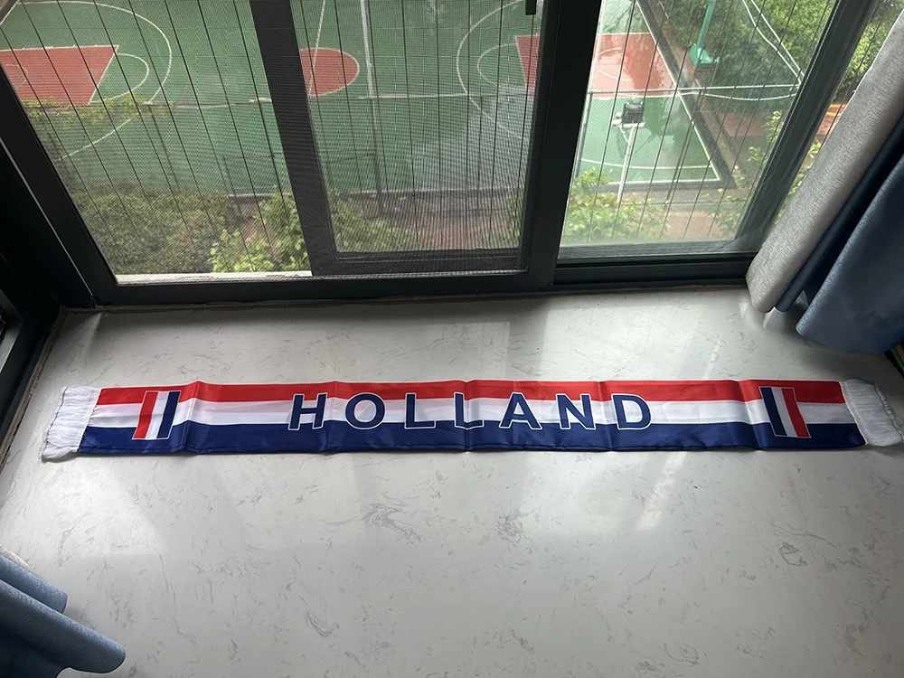 Bufanda Sky Flag Holanda, satén impresión doble cara con borlas