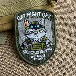 Parche bordado gatuno con gancho y bucle para chaleco y mochila