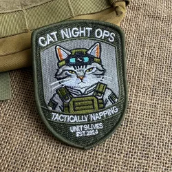 Parche bordado gatuno con gancho y bucle para chaleco y mochila