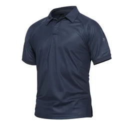 Camiseta táctica manga corta camuflaje cuello solapa aire libre hombre