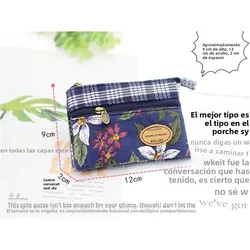 Monedero de tela multicapa para monedas floral multicolor plateado