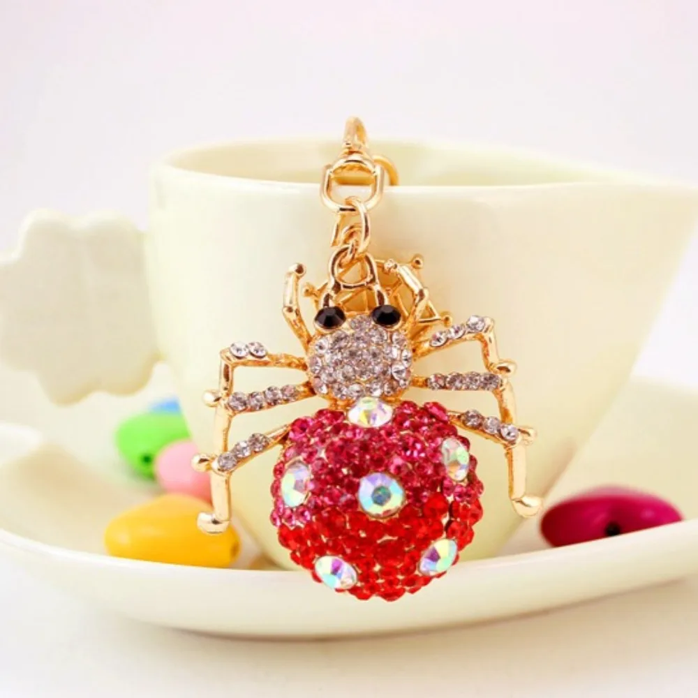 Llavero araña con pedrería, diseño telaraña para bolso y coche - imagen 2