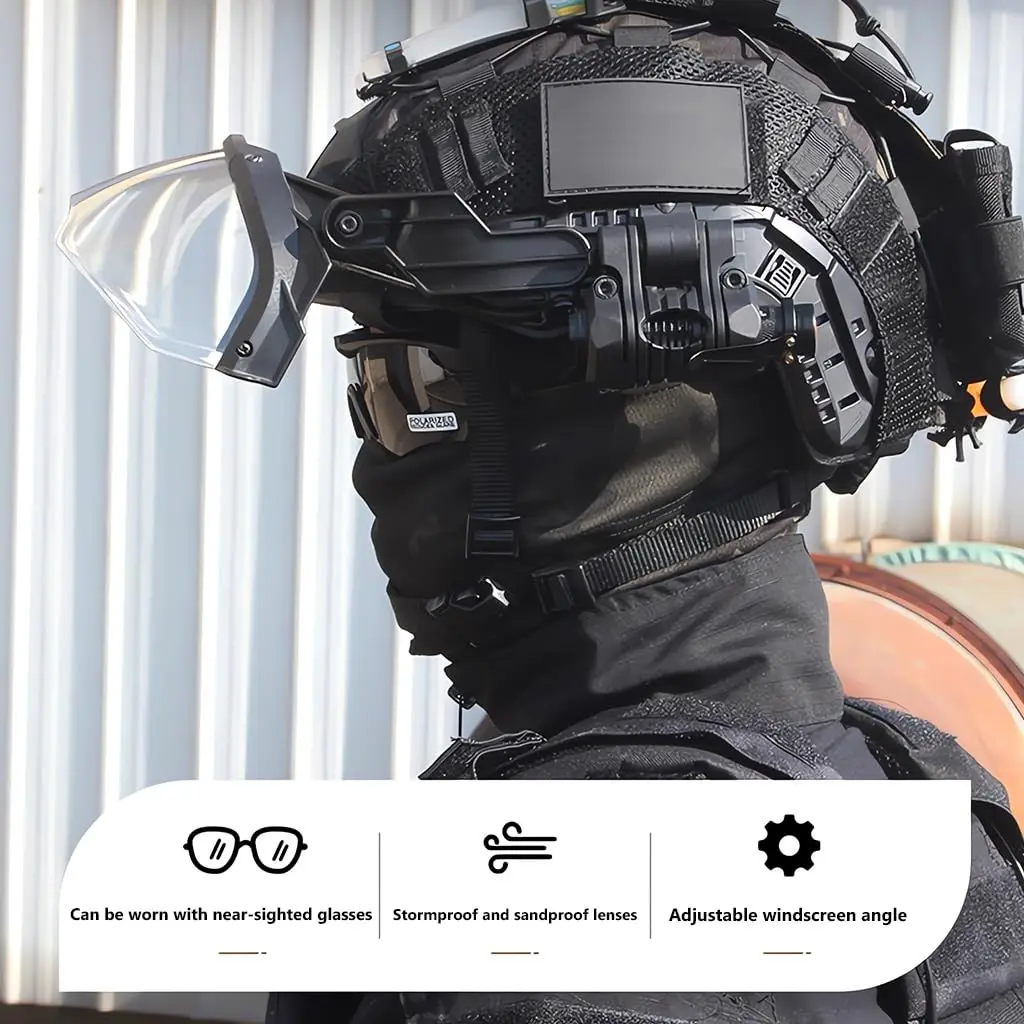 Casco táctico Airsoft con gafas antiniebla, soporte NVG y linterna - imagen 4