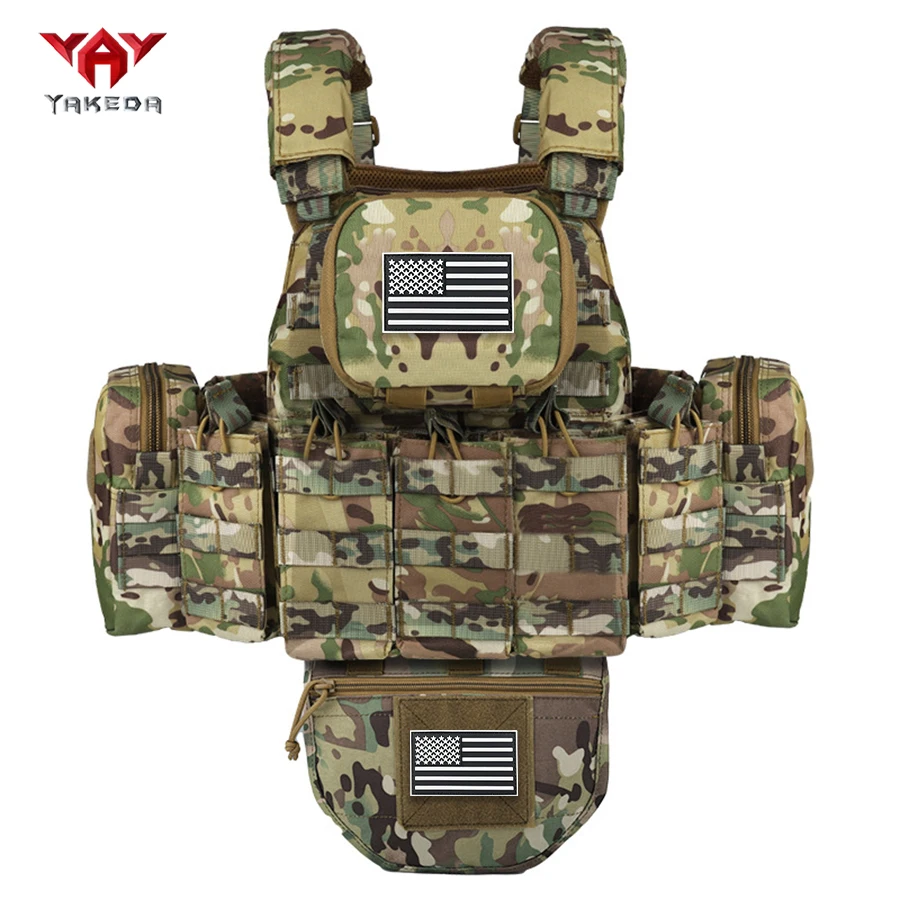 Chaleco táctico modular YAKEDA con panel de velcro y bolsa desmontable
