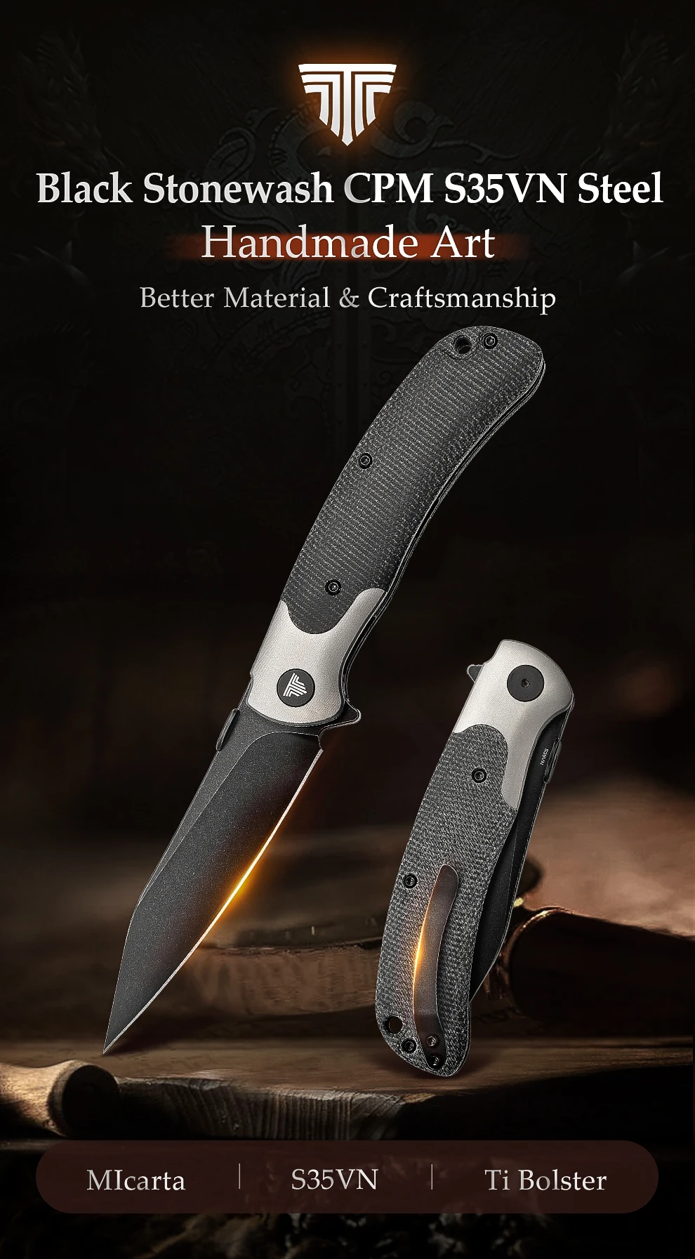 Cuchillo plegable TRIVISA EDC con diseño compacto y de bolsillo