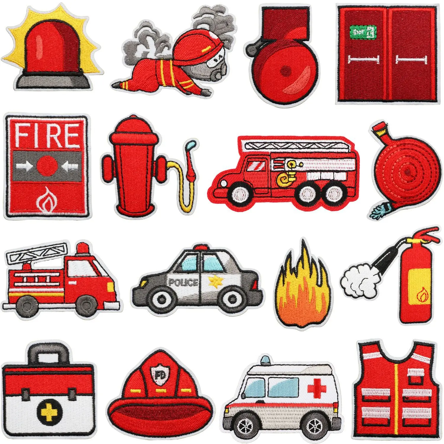 Parche bordado decorativo de equipo contra incendios para niños