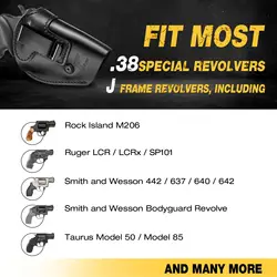 Funda de cuero IWB para revólver J-frame .38 Special – Hecha a mano