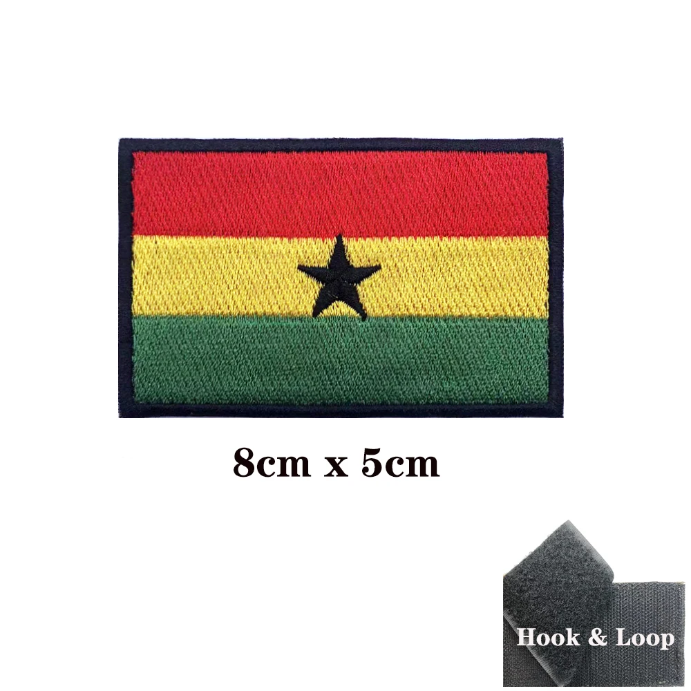Parche bordado bandera Ghana táctica con velcro para brazalete