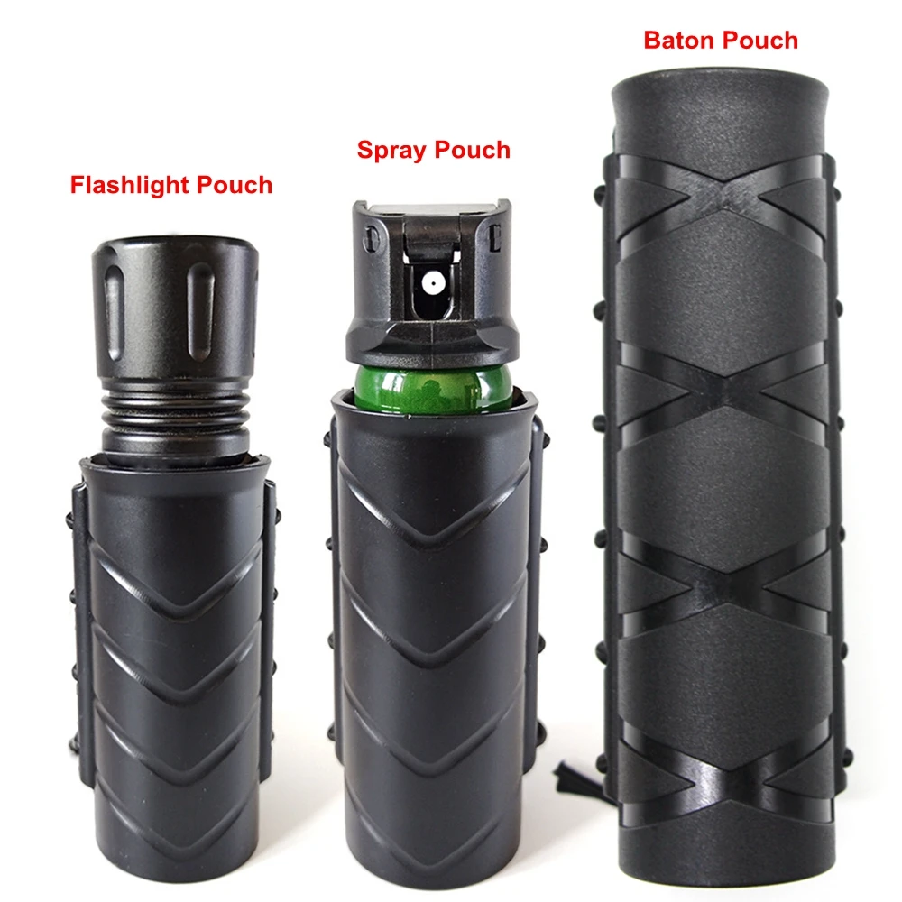 Funda táctica cinturón para linterna y spray defensivo elástico