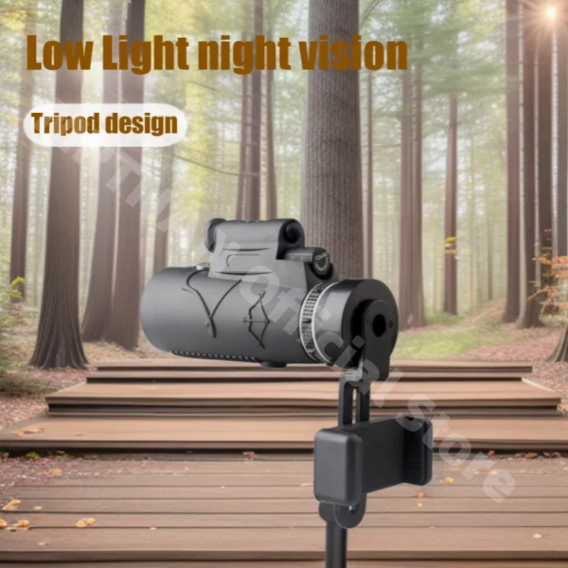 Telescopio monocular para caza y observación con trípode y clip móvil