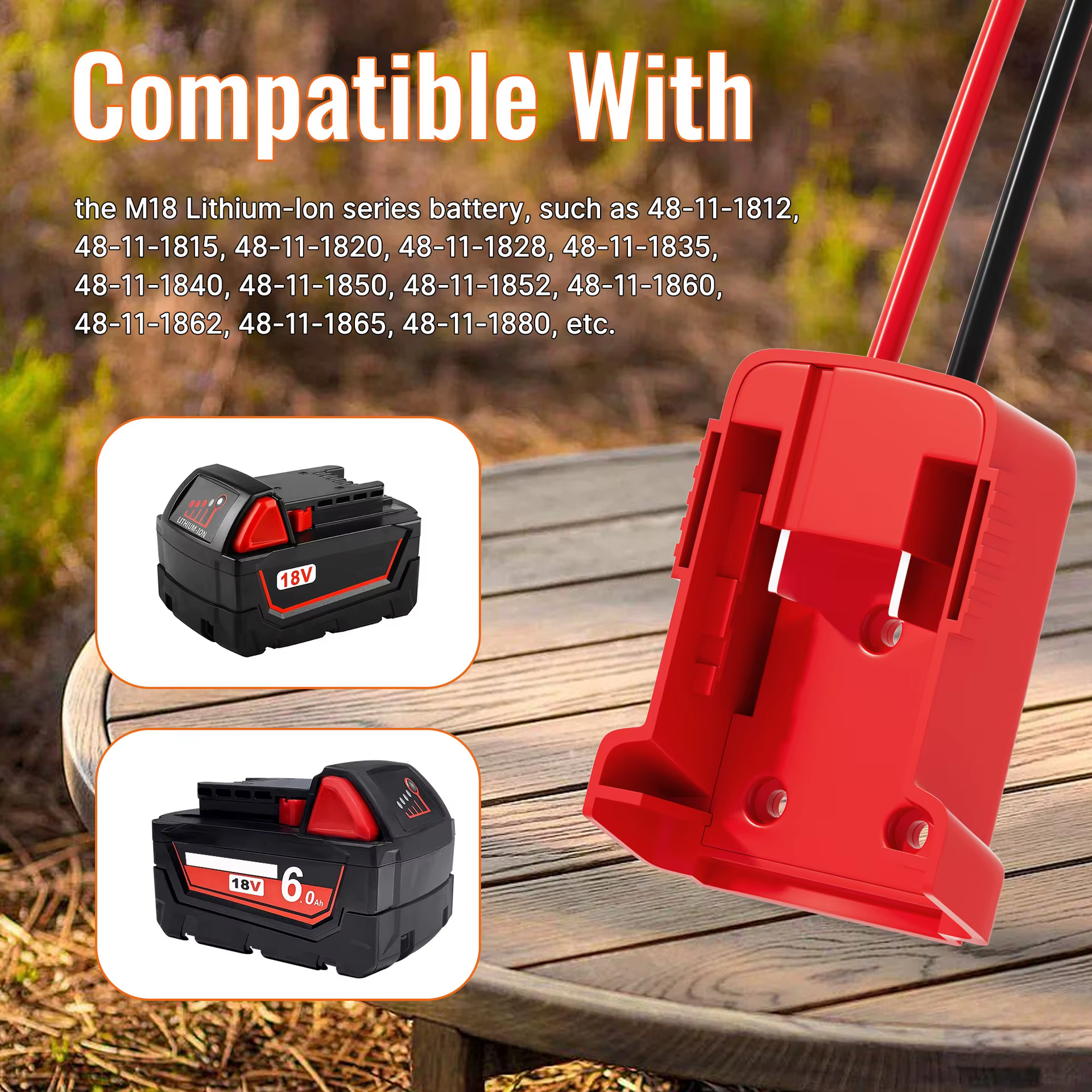 Milwaukee conector adaptador cable descarga batería 14,4V 18V 20V - imagen 3