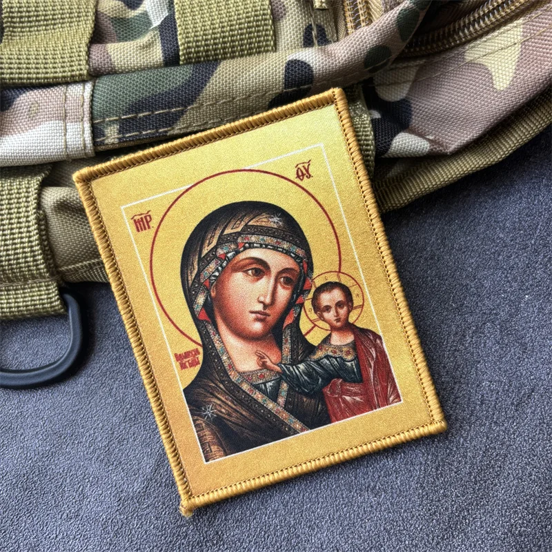 Parche táctico Virgen María y Jesús gancho-bucle para mochila - imagen 4