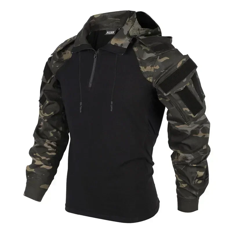 Camisa táctica camuflaje secado rápido manga larga capucha desmontable - imagen 3