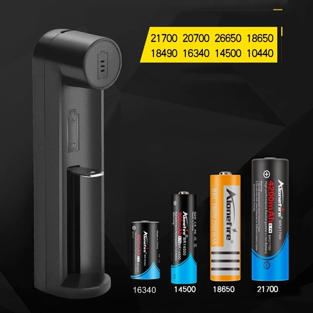 Compatible con baterías 18650, 16340, 14500, 21700