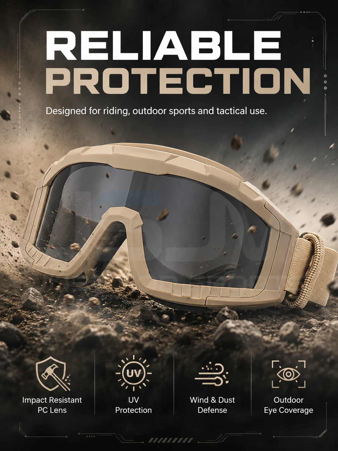 Gafas Tácticas JSJM Antiimpacto UV – Moto Cross Caza Outdoor - imagen 2