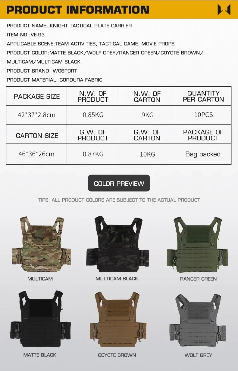 Accesorios MOLLE colocados en el portaplacas táctico