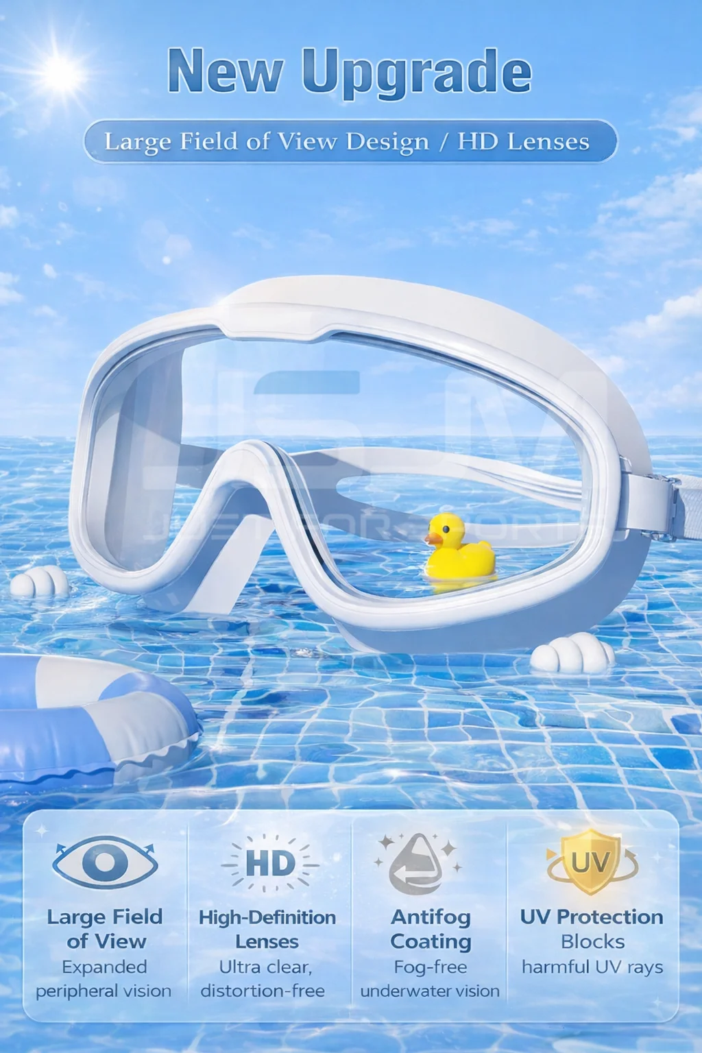 JSJM Gafas de natación antivaho visión amplia protección UV sin fugas