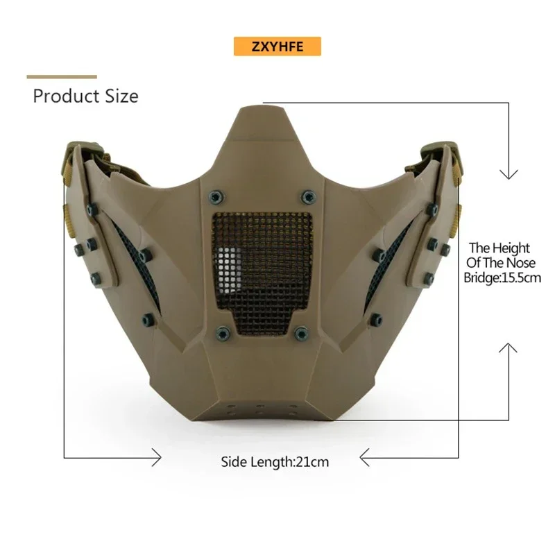 Máscara táctica media cara malla camuflaje para Airsoft y Paintball - imagen 5