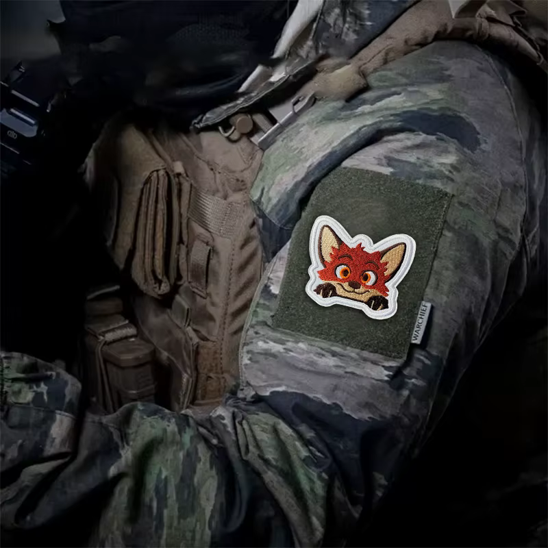 Parche bordado zorro con gancho y bucle para mochila o chaqueta - imagen 5