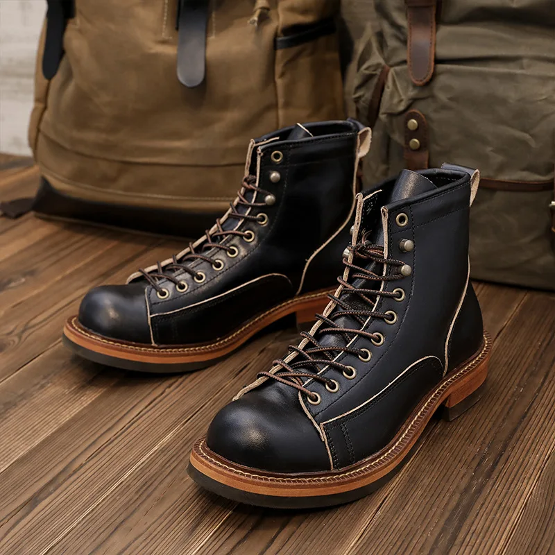 KOWM Botas de senderismo en cuero para hombre con suela gruesa - imagen 2