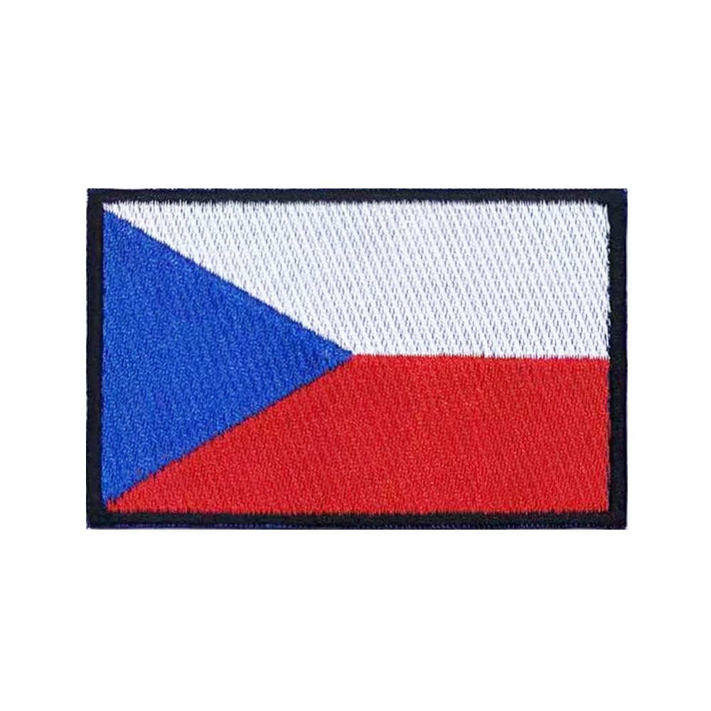 Parche bordado con bandera checa y raya militar